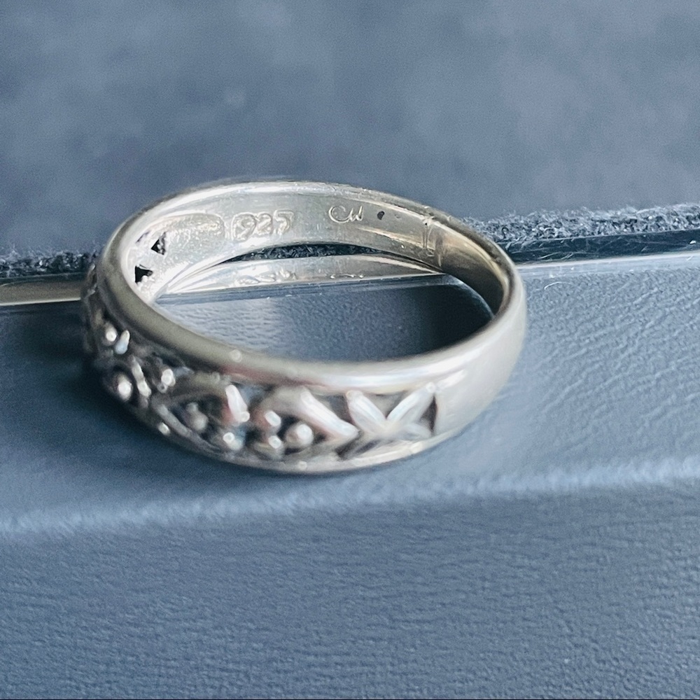 FILIGREE OPEN WORK STERLING SILVER STACKABLE BAND RING - Picture 6 of 10